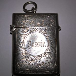 silver vesta case engraved with jessie