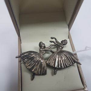 Sterling Silver Pair Ballerinas Brooch